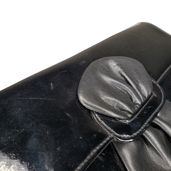 Ande | Vintage Black Patent Leather Glam Chic Evening Crossbody Bag Women's - Picture 10 of 16